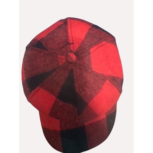 Red & Black Buffalo Plaid Wool Cap With Ear Flaps Quilted Lining Size L Made In - Picture 5 of 7